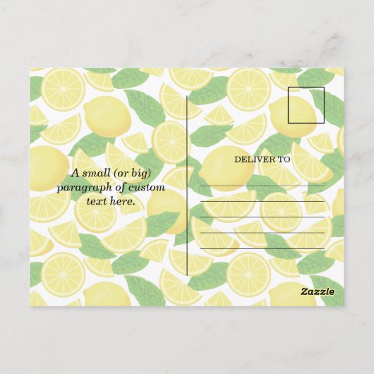 Lemon Background Postkarte (Rückseite)