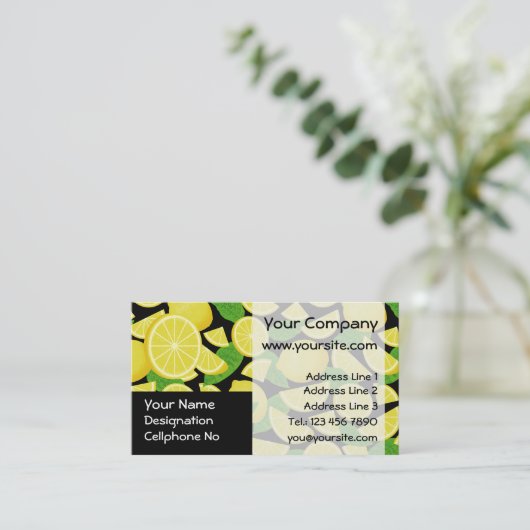 Lemon Background Visitenkarte (Stehend Vorderseite)