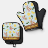 Lemon Backmuster Ofenhandschuh & Topflappen-Set (Vorderseite/Rückseite)