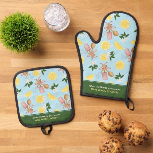 Lemon Backmuster Ofenhandschuh & Topflappen-Set (Oben Unten)