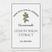 Lemon Balm Extract Label Weinetikett (Einzelnes Label)