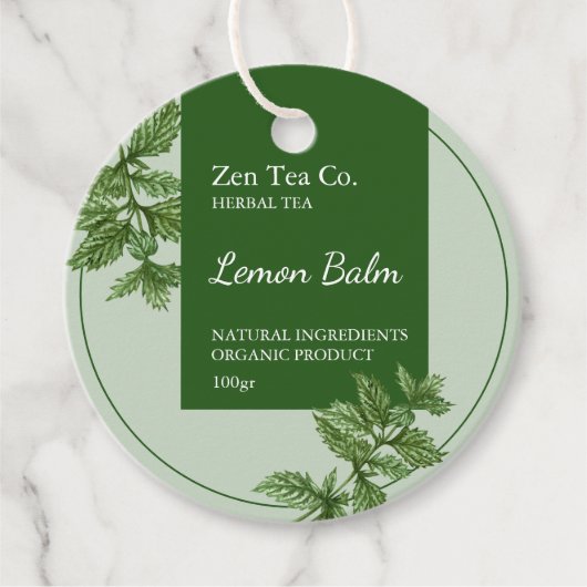 Lemon Balm Herbal Tee Business Tag Geschenkanhänger (Vorderseite)