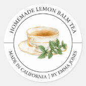 Lemon Balm Tea Modernes Label Runder Aufkleber (Vorderseite)