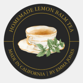 Lemon Balm Tea Modernes Label Runder Aufkleber