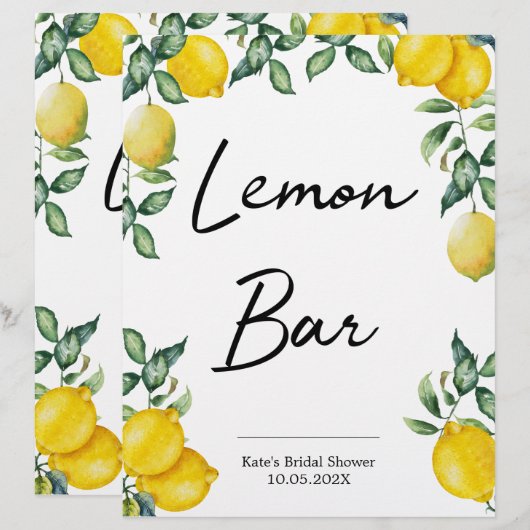 Lemon Bar lemons Zeichen personalisiert (Vorne/Hinten)