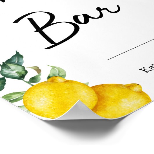Lemon Bar lemons Zeichen personalisiert Poster (Ecke)