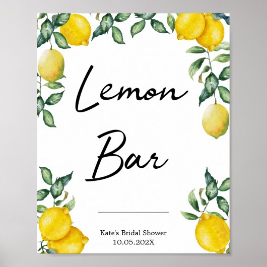 Lemon Bar lemons Zeichen personalisiert Poster (Vorne)