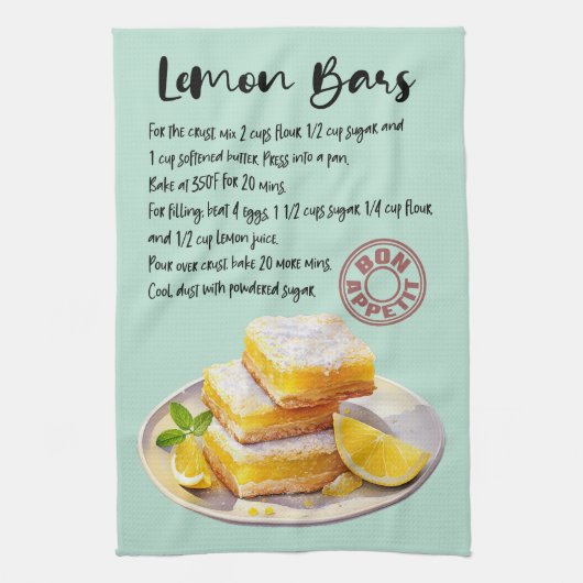 Lemon Bars Backrezeptur Geschirrtuch (Vertikal)