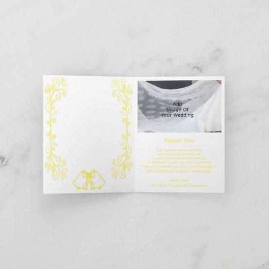 Lemon Bells Scrollwork Design Wedding Dankeskarte (Innenseite)