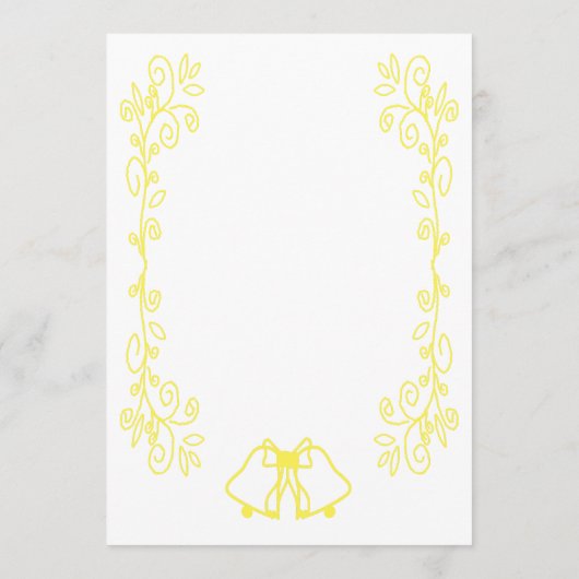 Lemon Bells Scrollwork Design Wedding Menükarte (Rückseite)