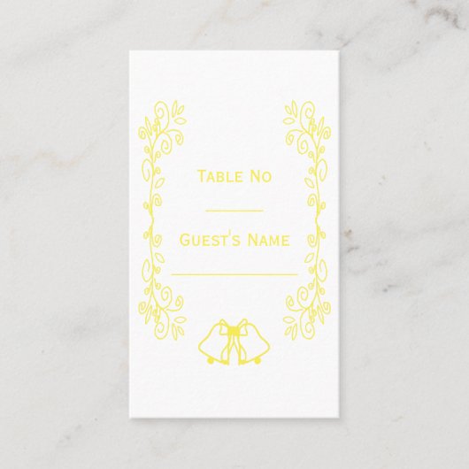 Lemon Bells Scrollwork Design Wedding Platzkarte (Vorderseite)