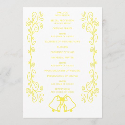 Lemon Bells Scrollwork Design Wedding Programm (Rückseite)