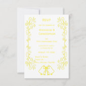 Lemon Bells Scrollwork Design Wedding RSVP Karte (Vorderseite)