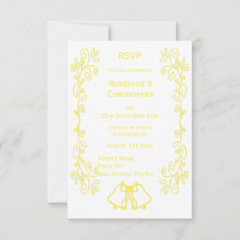 Lemon Bells Scrollwork Design Wedding RSVP Karte