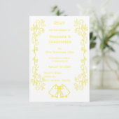 Lemon Bells Scrollwork Design Wedding RSVP Karte (Stehend Vorderseite)