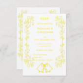 Lemon Bells Scrollwork Design Wedding RSVP Karte (Vorne/Hinten)