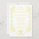 Lemon Bells Scrollwork Design Wedding Save The Date (Vorderseite)