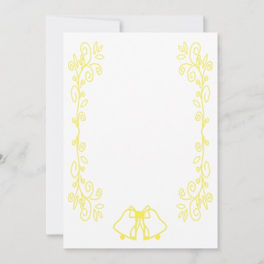 Lemon Bells Scrollwork Hochzeitsempfang Einladung (Rückseite)