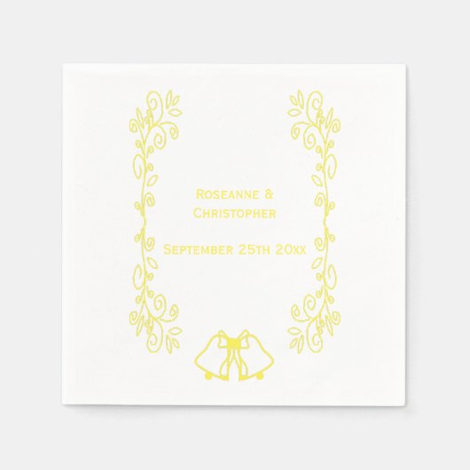 Lemon Bells Scrollwork Hochzeitsempfang Serviette (Vorderseite)
