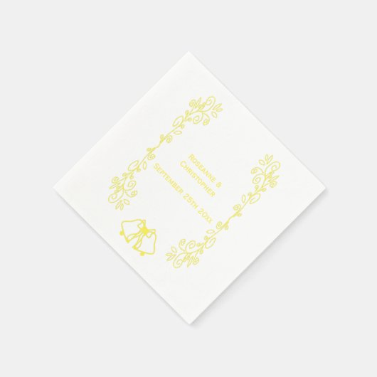 Lemon Bells Scrollwork Hochzeitsempfang Serviette (Ecke)