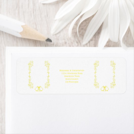Lemon Bells Scrollwork Wedding Rücksendeadresse (Insitu)