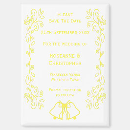 Lemon Bells Scrollwork Wedding Save the Date Magnet