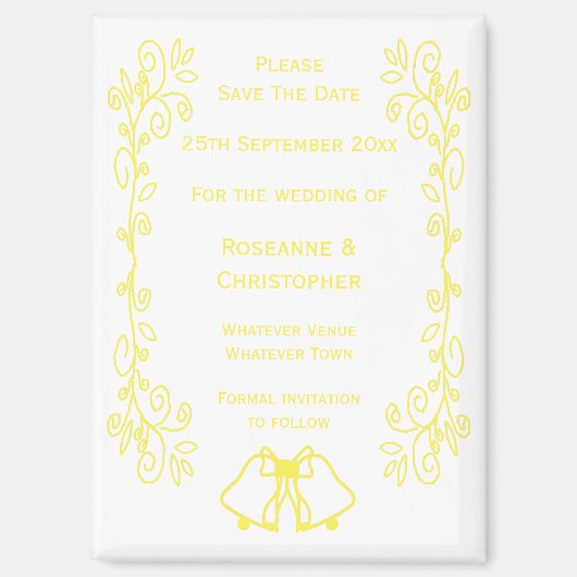 Lemon Bells Scrollwork Wedding Save the Date Magnet (Vorderseite)