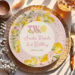 Lemon Birthday Floral  Pappteller<br><div class="desc">Lemon Birthday Floral Paper Plates</div>
