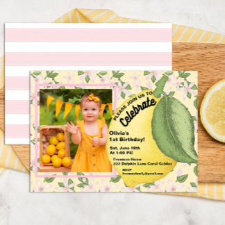 Lemon Birthday Foto Einladung
