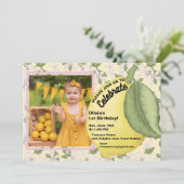 Lemon Birthday Foto Einladung (Stehend Vorderseite)