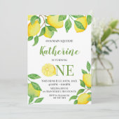 Lemon Birthday Invitation Personalized info Einladung (Stehend Vorderseite)