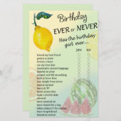 Lemon Birthday nie oder nie Spiel (Vorne/Hinten)