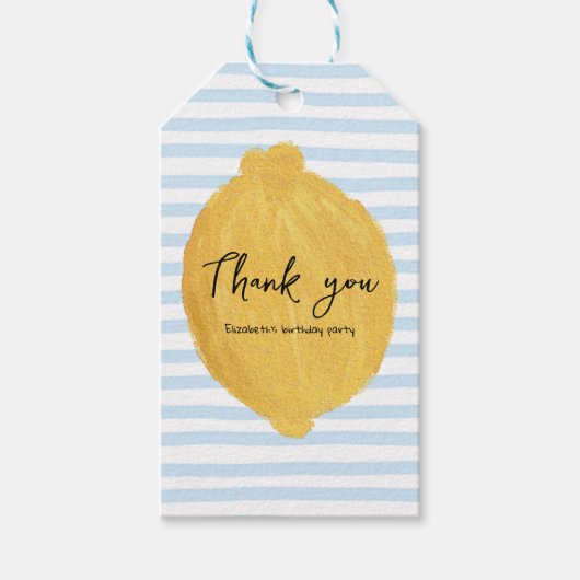 Lemon Birthday Party Rechteckiges Geschenk Tag Geschenkanhänger (Vorderseite)