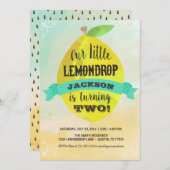 Lemon Birthday Watercolor Lemondrop Birthday Boy Einladung (Vorne/Hinten)