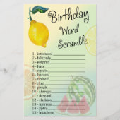 Lemon Birthday Word Scramble Game (Vorderseite)