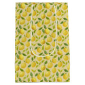 Lemon-Blätter Gelbes Muster Mittlere Geschenktüte (Rückseite)