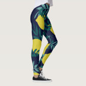 Lemon-Blätter: Vintager Illustrationshintergrund Leggings (Rechts)