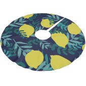 Lemon-Blätter: Vintager Illustrationshintergrund Polyester Weihnachtsbaumdecke (Schrägansicht)