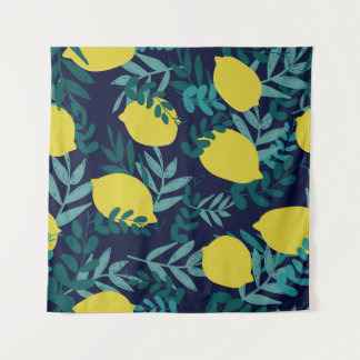 Lemon-Blätter: Vintager Illustrationshintergrund Wandteppich