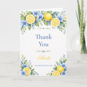Lemon Blau Baby Shower Dankeskarte