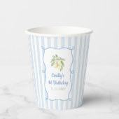 Lemon Blau Streifen Geburtstag Pappbecher (Vorderseite)