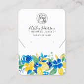 Lemon blaue Blumen Logo Schmuck Ohrring Halskette Visitenkarte (Vorderseite)