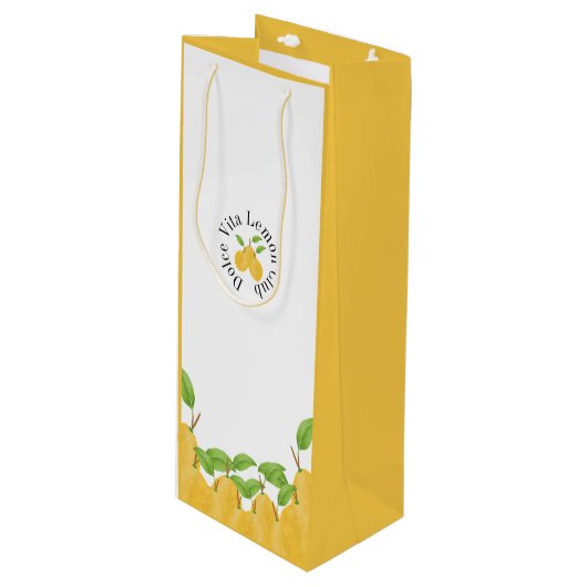 Lemon Bloom Collection Geschenktüte Für Weinflaschen (Vorderseite Schrägansicht)