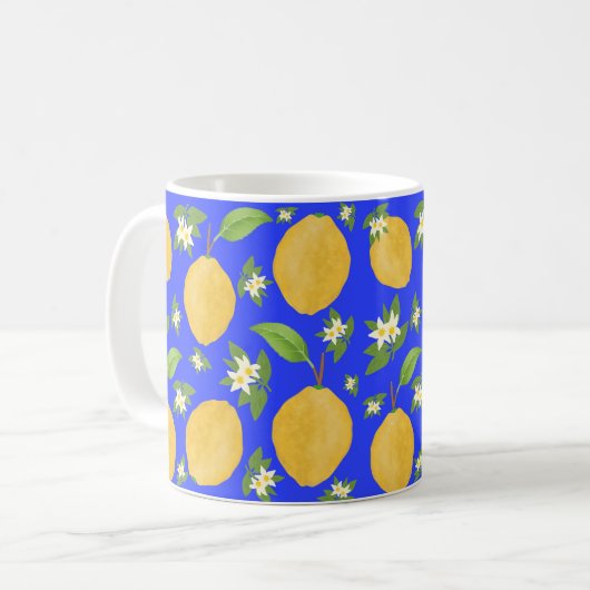 Lemon Bloom Collection patterned blue Kaffeetasse (Vorderseite Links)
