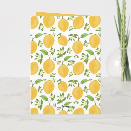 Lemon Bloom Collection patterned white Birthday Karte (Rückseite)