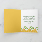 Lemon Bloom Collection patterned white Birthday Karte (Innenseite)
