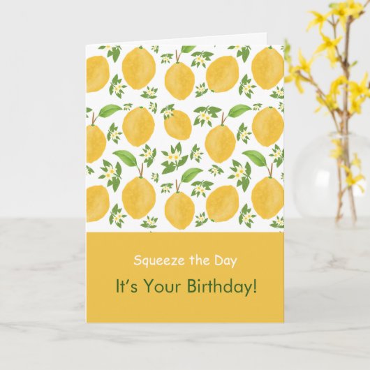 Lemon Bloom Collection patterned white Birthday Karte (Gelbe Blume)