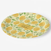 Lemon Bloom Collection patterned yellow Pappteller (Schrägansicht)