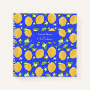 Lemon Bloom Kollektion gemustert blau Notizblock