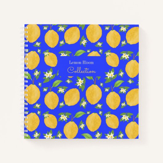 Lemon Bloom Kollektion gemustert blau Notizblock (Vorderseite)